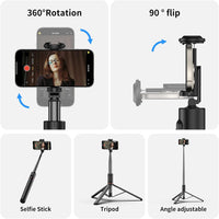 Joyful 72" Phone Tripod & Selfie Stick,Extendable Cell Phone Tripod Stand with Wireless Remote Control and Cold Shoe Mount,Compatible with iPhone and Samsung Android for Video/Photo/Vlog (Black)