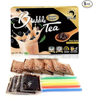 BOBA CHiC Instant Bubble tea kit - Real BOBA Ready in 30 seconds Brown Sugar Flavor - Premium Tea - Make 5 cups of 16oz large- Plant based creamer Vegan Friendly - Non-Dairy - Gluten Free