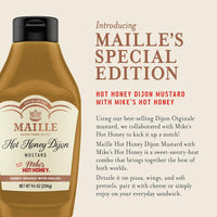 Maille x Mike's Hot Honey Special Edition Savory-Sweet Condiment with a Spicy Kick Hot Honey Dijon Mustard Gluten-Free, Shelf-Stable 9.4oz