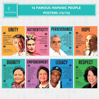 16 Hispanic Heritage Month Posters - 11x14in National Hispanic Heritage Month Decorations, Hispanic Heritage Decorations, Hispanic Heritage Door Decoration, Hispanic Heritage Month Bulletin Board Set