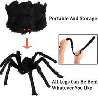 Halloween Hairy Spiders Decorations 5 Pack, Realistic Spiders Decorations with Different Sizes, Scary Spider Props for Indoor Outdoor Halloween Party Yard Window Decor (12" 20" 24" 30" 36")