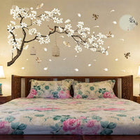 BWCXXZH Large White Flower Wall Stickers, 50"x74" Removable DIY Romantic Cherry Blossom Tree Wall Murals Peel and Stick 3D Wall Art Stickers Home Decor for Gilrs Bedroom Nursery Rooms Living Room