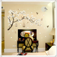 BWCXXZH Large White Flower Wall Stickers, 50"x74" Removable DIY Romantic Cherry Blossom Tree Wall Murals Peel and Stick 3D Wall Art Stickers Home Decor for Gilrs Bedroom Nursery Rooms Living Room