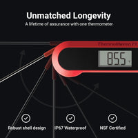 F1 0.7 Seconds Instant Read Meat Thermometer Digital for Cooking, Food Thermometer Magnetic with Ambidextrous Display, IP67 Waterproof for Kitchen, Grilling, BBQ, Deep Frying, Smoker