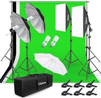 Photo Lighting Kit, 2M x 3M/6.6ft x 9.8ft Background Support System and 900W 6400K Umbrellas Softbox Continuous Lighting Kit for Photo Studio Product,Portrait and Video Shoot Photography