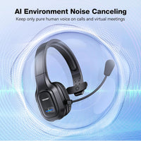 TECKNET Bluetooth Wireless Headset with Microphone for PC, Trucker Bluetooth Headset with AI Noise Cancelling & Mute Button, Bluetooth Headset for Computer Work from Home Office Call Center