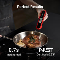 F1 0.7 Seconds Instant Read Meat Thermometer Digital for Cooking, Food Thermometer Magnetic with Ambidextrous Display, IP67 Waterproof for Kitchen, Grilling, BBQ, Deep Frying, Smoker
