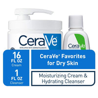 CeraVe Moisturizing Cream Combo Pack | Contains 16 Ounce with Pump and 1 Ounce Hydrating Facial Cleanser Trial/Sample Size - Big Hawaiian Gift Shop