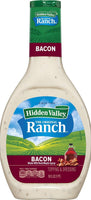 Hidden Valley Bacon Ranch Salad Dressing & Topping, Gluten Free - 16 Ounce Bottle, Pack of 2, Bundled With V2U Utensil Set