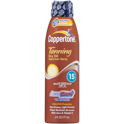 Coppertone Tanning Continuous Spray SPF 15, 6 Fluid Ounce - Big Hawaiian Gift Shop