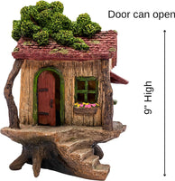 PRETMANNS Fairy Garden Houses for Outdoor - Large Fairy Tree House with a Door That Opens – 9” High - Garden Supplies for Miniature Garden Accessories - Big Hawaiian Gift Shop